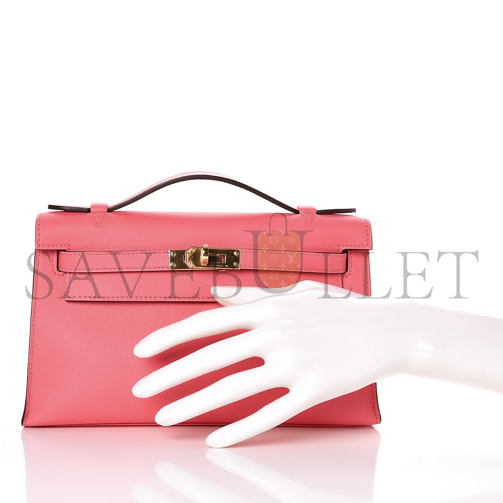 H**mes master swift kelly pochette clutch rose azalee (22*14*7cm)